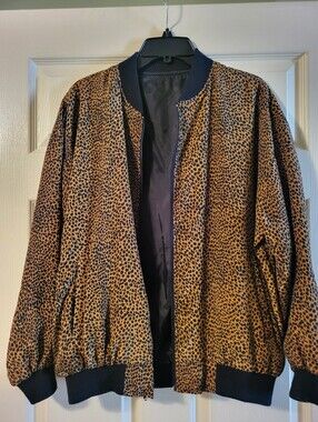 Animal Leopard Print Bomber Jacket - Brown & Black